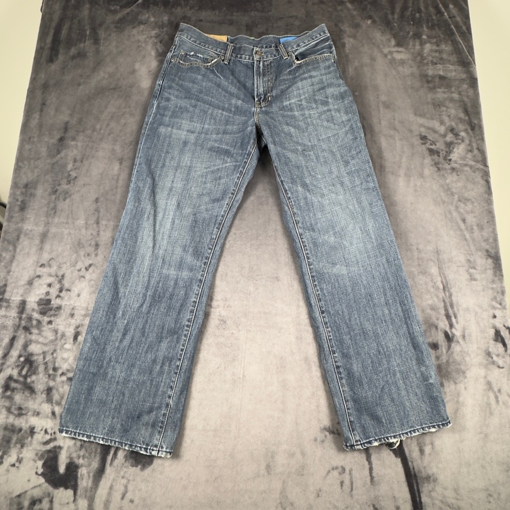 Gap Jeans Loose Straight Fit Mens 34x32 Blue 1969 Denim Medium Wash Distressed